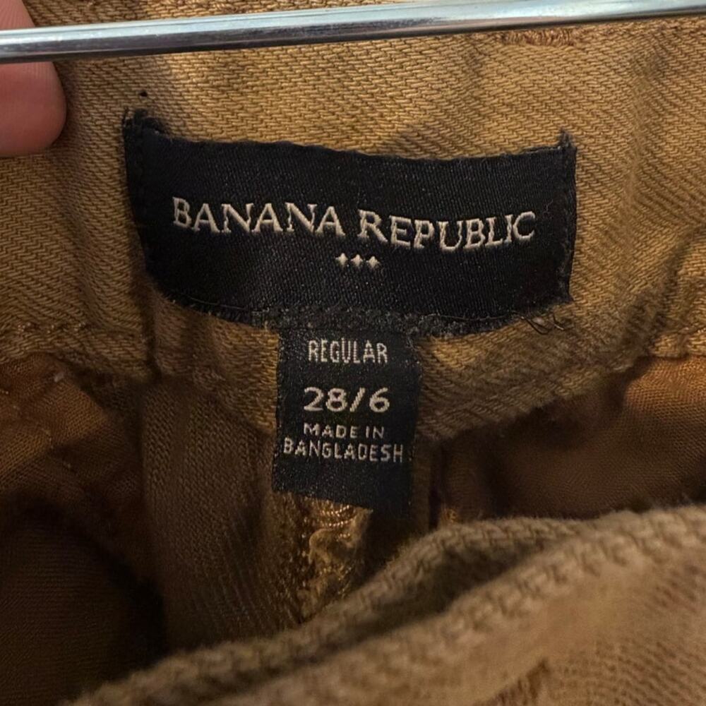 Banana Republic Khaki Cargo Pants 100% Cotton High Waisted Baggy Safari Chic - Picture 6 of 9